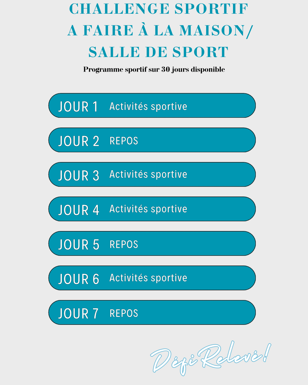 Challenge 30 jours
